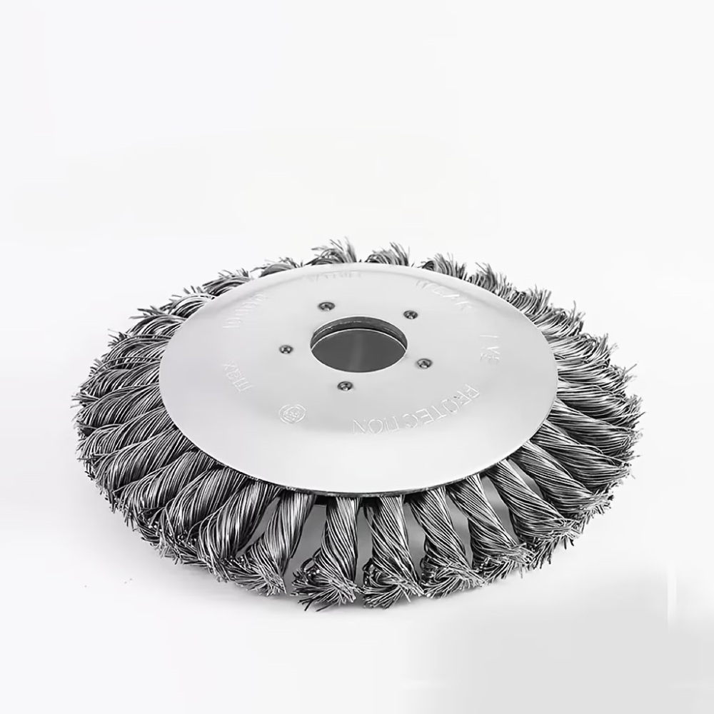 20 cm Stahl-Drahtbürstenkopf für Rasentrimmer | Metall-Trimmeraufsatz zur Entfernung von Unkraut, Moos und Rost