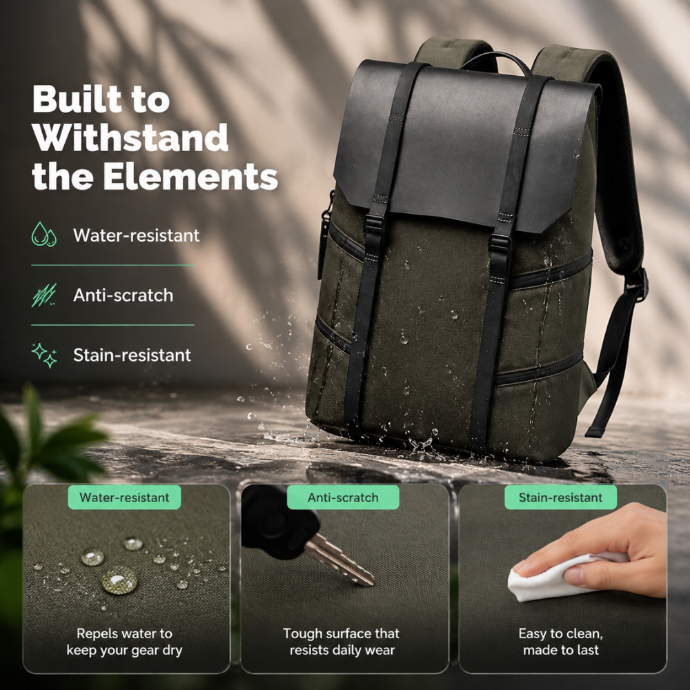 Urbaner Business-Laptoprucksack 30 × 12 × 42 cm – Wasserabweisender Oxford-Rucksack mit Trolleyband und Laptopfach