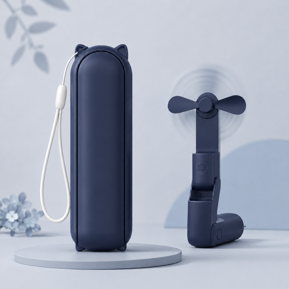Kompakter faltbarer Handventilator – USB-Mini-Ventilator mit 3 Geschwindigkeitsstufen für Reisen, Büro und Make-up