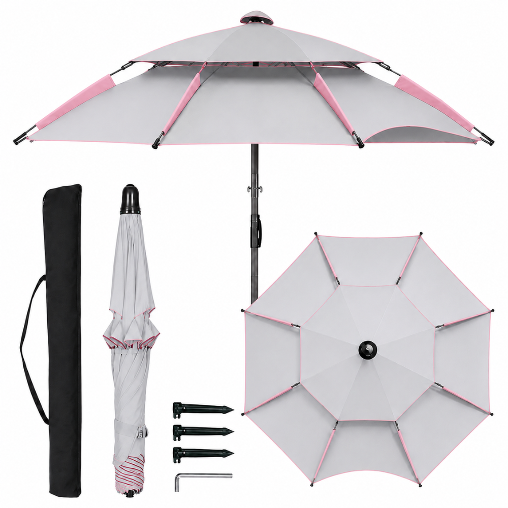 Verstellbarer Sonnenschirm Outdoor 2 m 2,2 m 2,4 m Strandschirm Gartenschirm Wasserabweisend für Terrasse Camping Strand