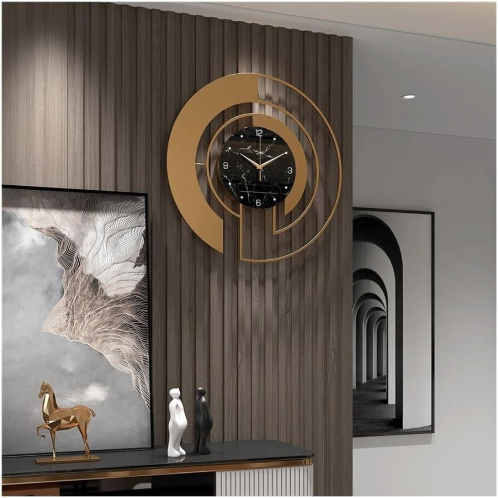 Moderne Metall Wanduhr in Glasoptik – Runde Designer Uhr mit geometrischem Muster & leisem Uhrwerk für Wohnzimmer