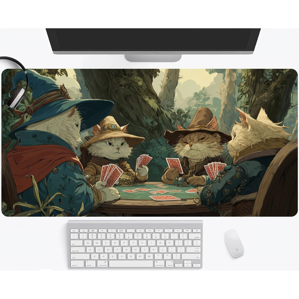Großes Gaming Mauspad 30 × 60 cm mit Fantasy-Tiermotiv | Rutschfeste Gummi-Schreibtischunterlage mit genähtem Rand