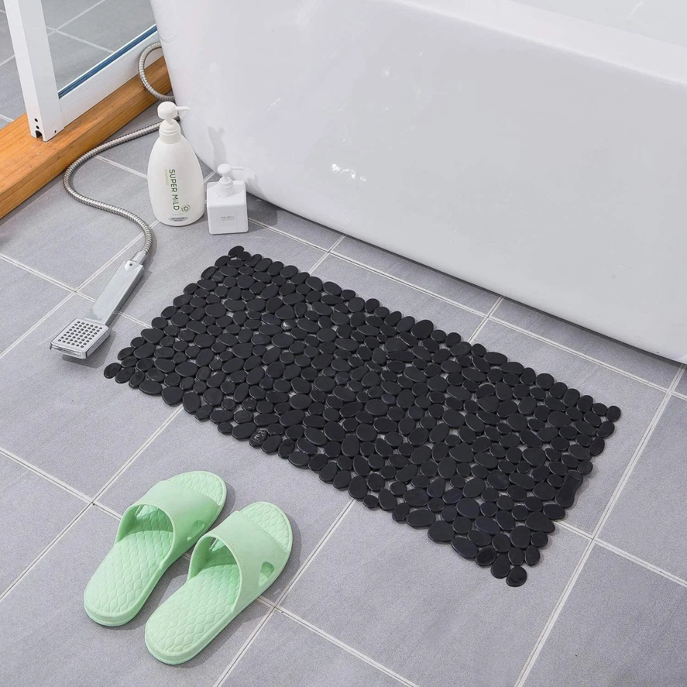 Rutschfeste Duschmatte in Kieselstein-Optik 70x36 und 88x40 cm – Badematte mit Saugnäpfen