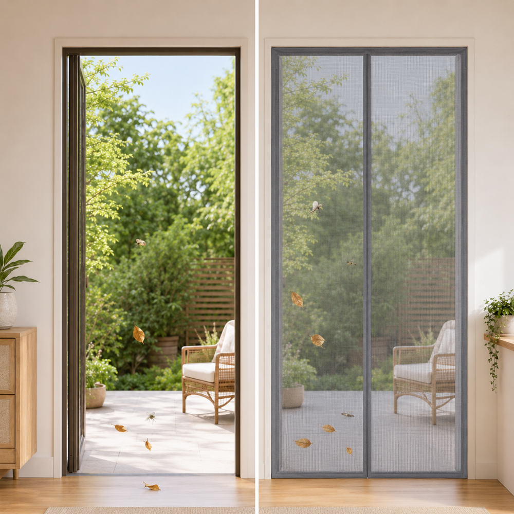 Magnetic Mosquito Net Door ScreeMagnetischer Tür-Fliegengittervorhang | Selbstschließendes Moskitonetz für Türen mit feinmaschigem Insektenschutzn Customized Size Grey Invisible Mesh Summer Insect Proof Automatic Closing Curtain