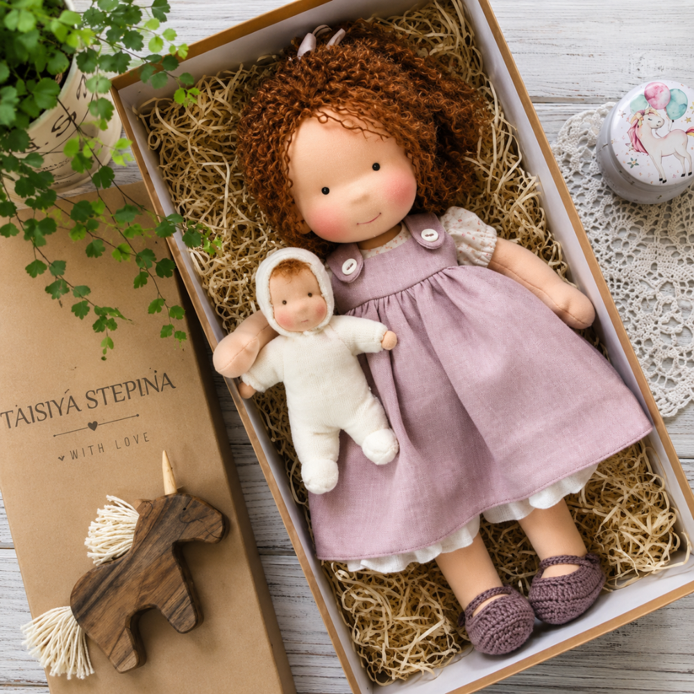 Waldorf-inspirierte Stoffpuppe 30 cm für Kinder Weiche Ragdoll Kuschelpuppe zum Spielen und Dekorieren