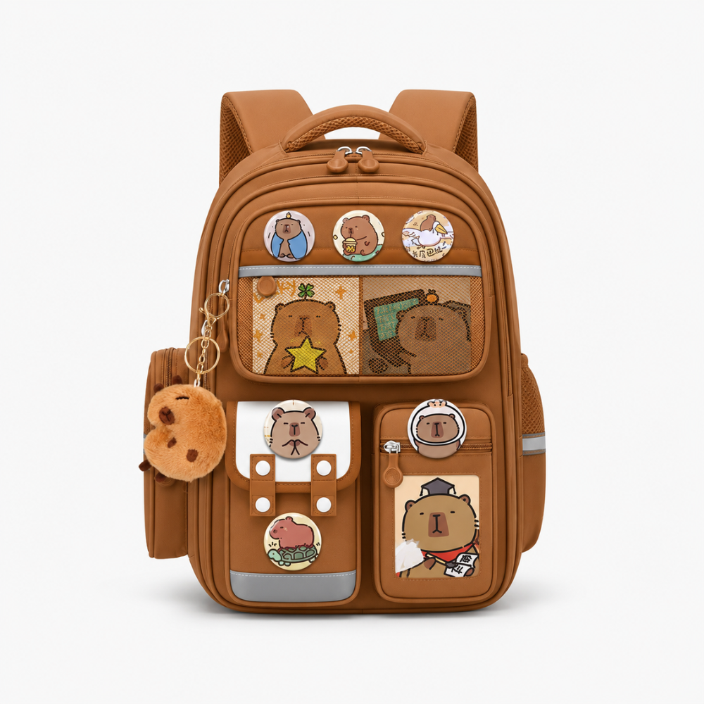 Kinder-Schulrucksack mit Capybara-Motiv – Wasserabweisender Rucksack mit großem Fassungsvermögen & gepolsterten Trägern für Schule & Freizeit
