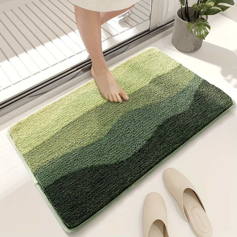 Badezimmerteppich Rutschfest & Saugstark – Extra Weiche Badematte im Berglandschaft Design für Dusche, Badewanne & Waschbecken