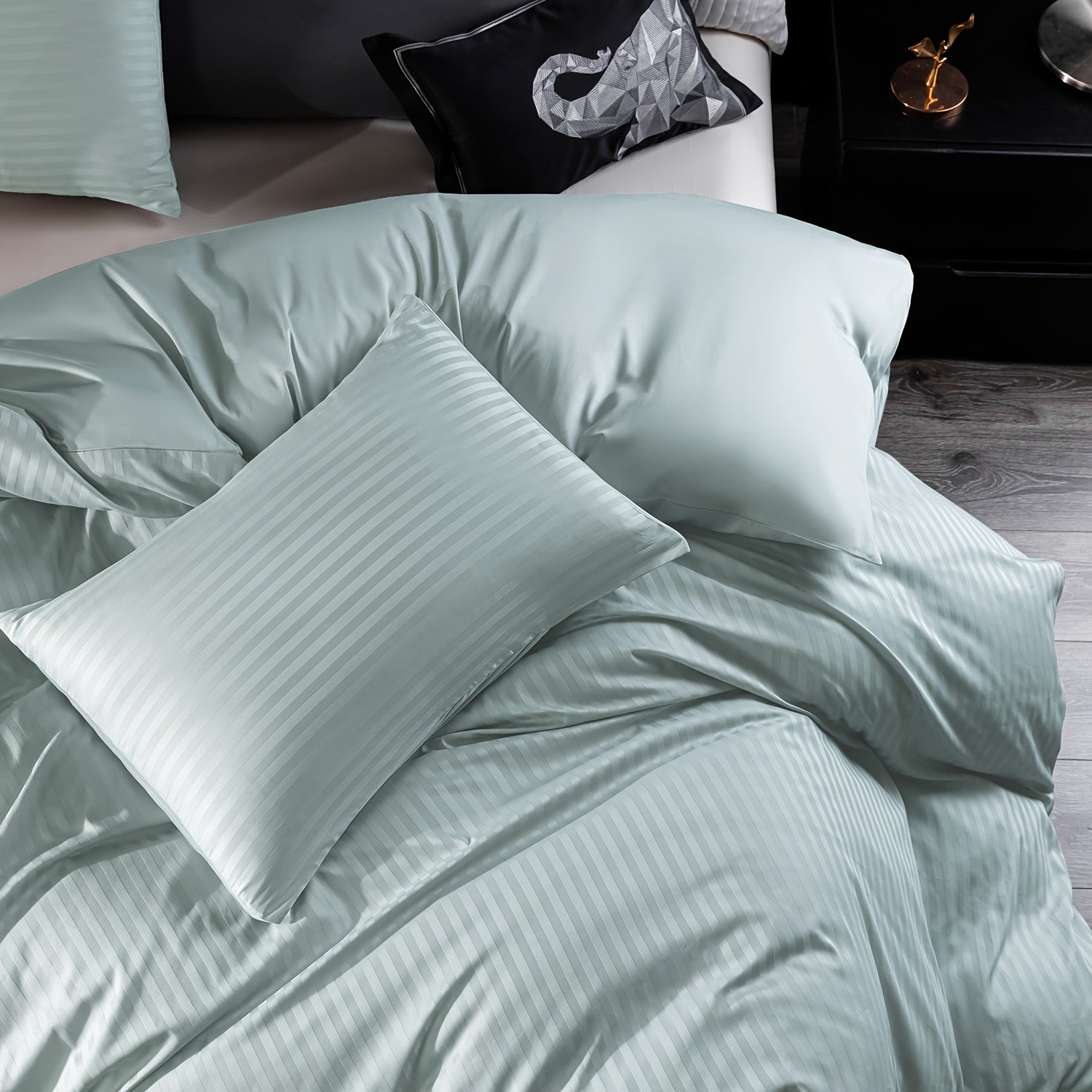 Satin Bettbezug 100% 300T – Weicher Atmungsaktiver Deckenbezug mit Streifenmuster für Schlafzimmer