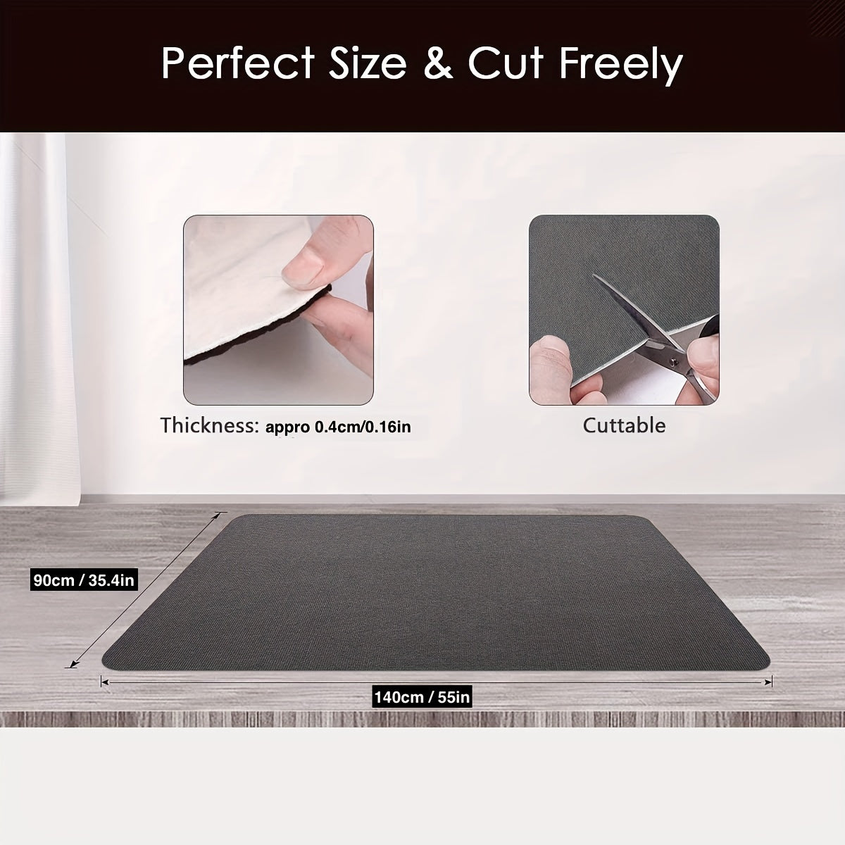Bürostuhlunterlage für Hartböden 90x120 cm – Zuschneidbare Bodenschutzmatte für Schreibtisch, Büro & Homeoffice