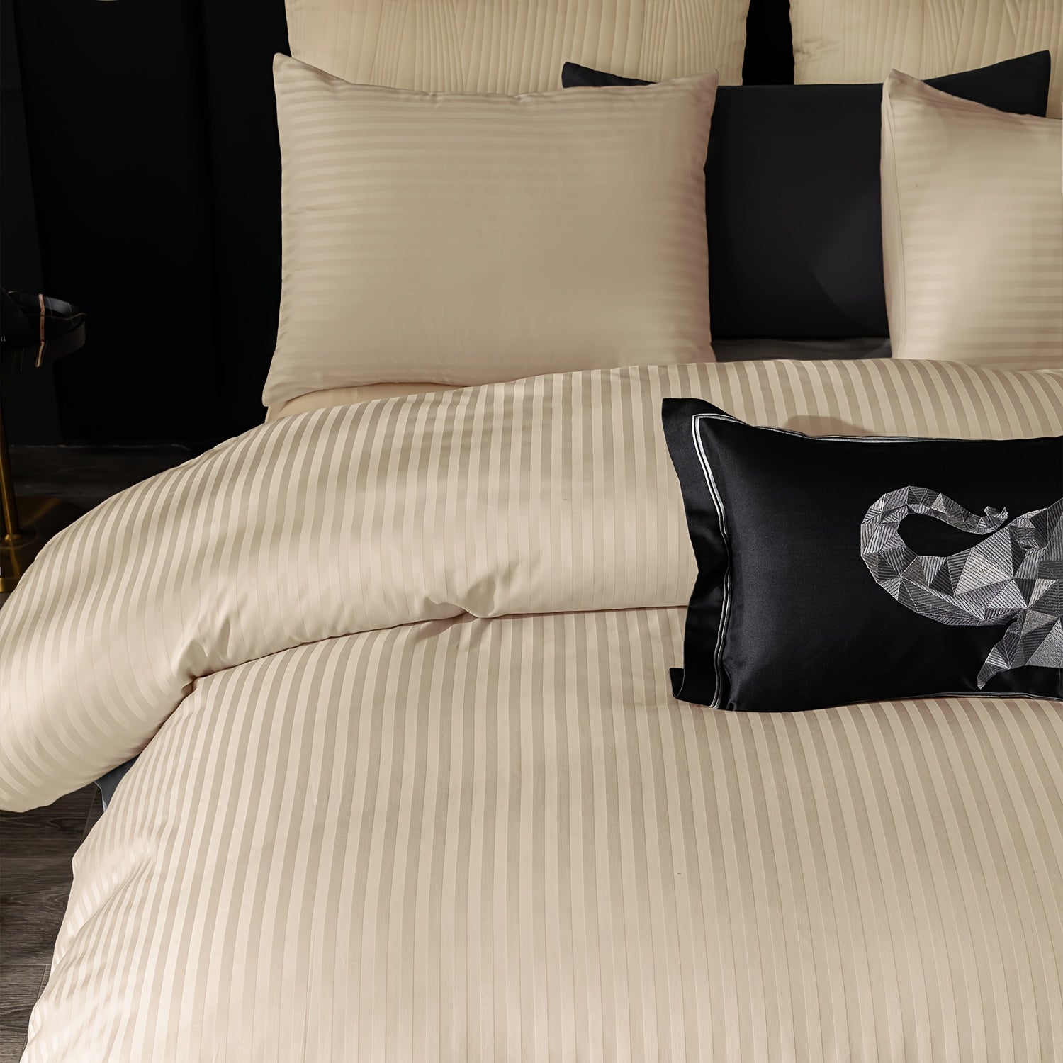 Satin Bettbezug 100% 300T – Weicher Atmungsaktiver Deckenbezug mit Streifenmuster für Schlafzimmer