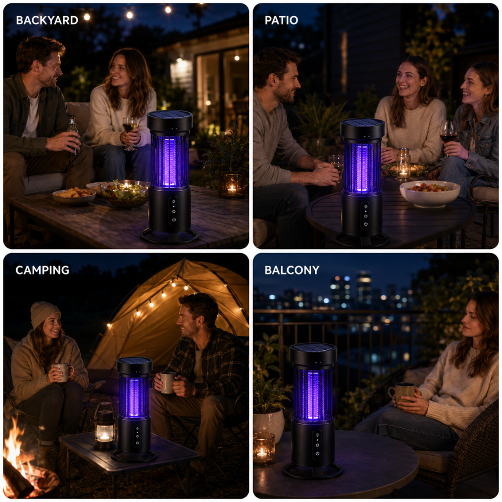 Wiederaufladbare Mückenlampe 2-in-1 – Elektrische UV Insektenfalle mit Nachtlicht für Camping, Balkon & Zuhause