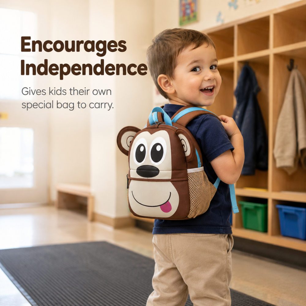 3D-Tier-Rucksack 21 × 8 × 26 cm – Leichter Kindergartenrucksack aus Polyester für 2–5 Jahre