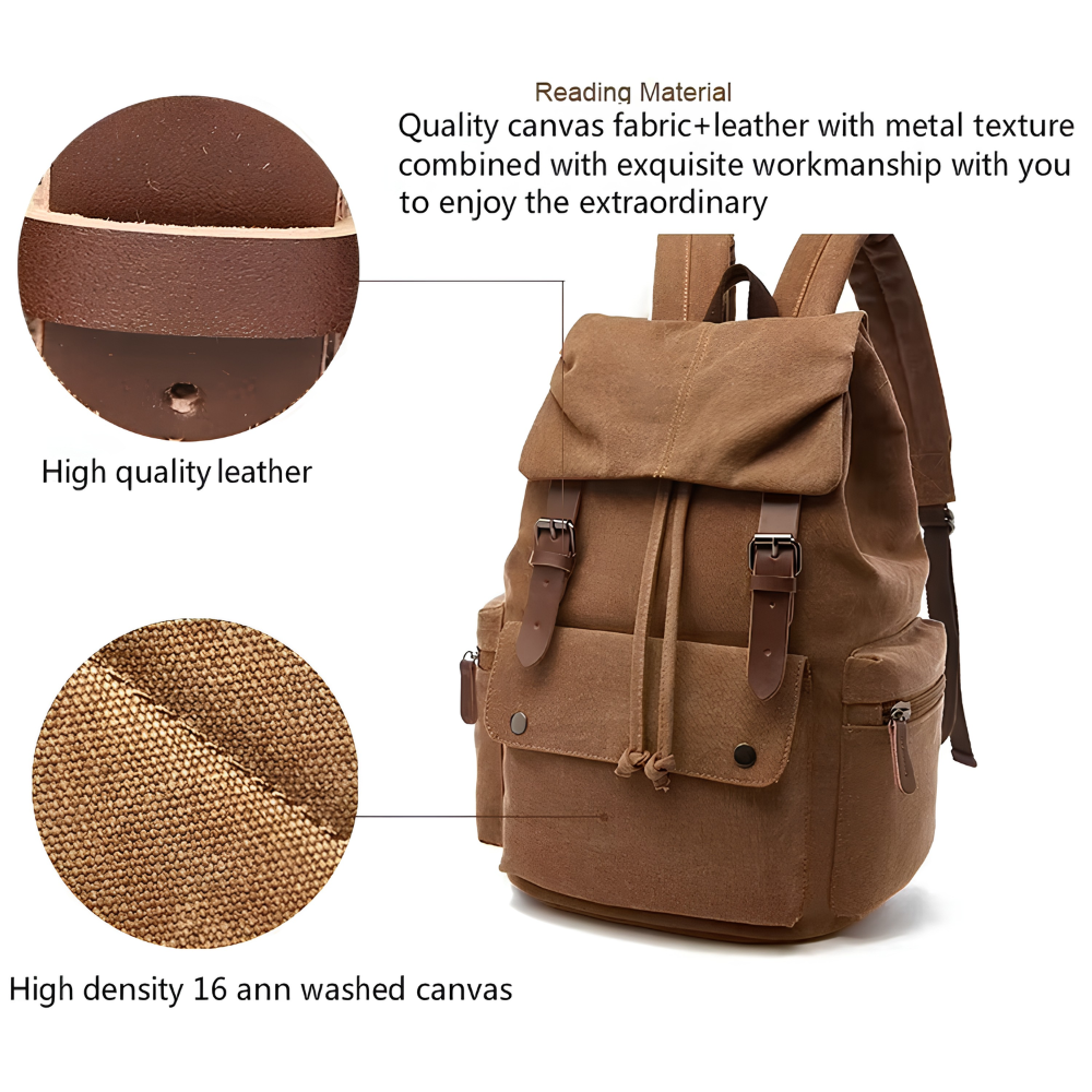 Vento Vintage Canvas Rucksack Herren & Damen - Robuster Laptop Rucksack für Schule, Uni & Reisen
