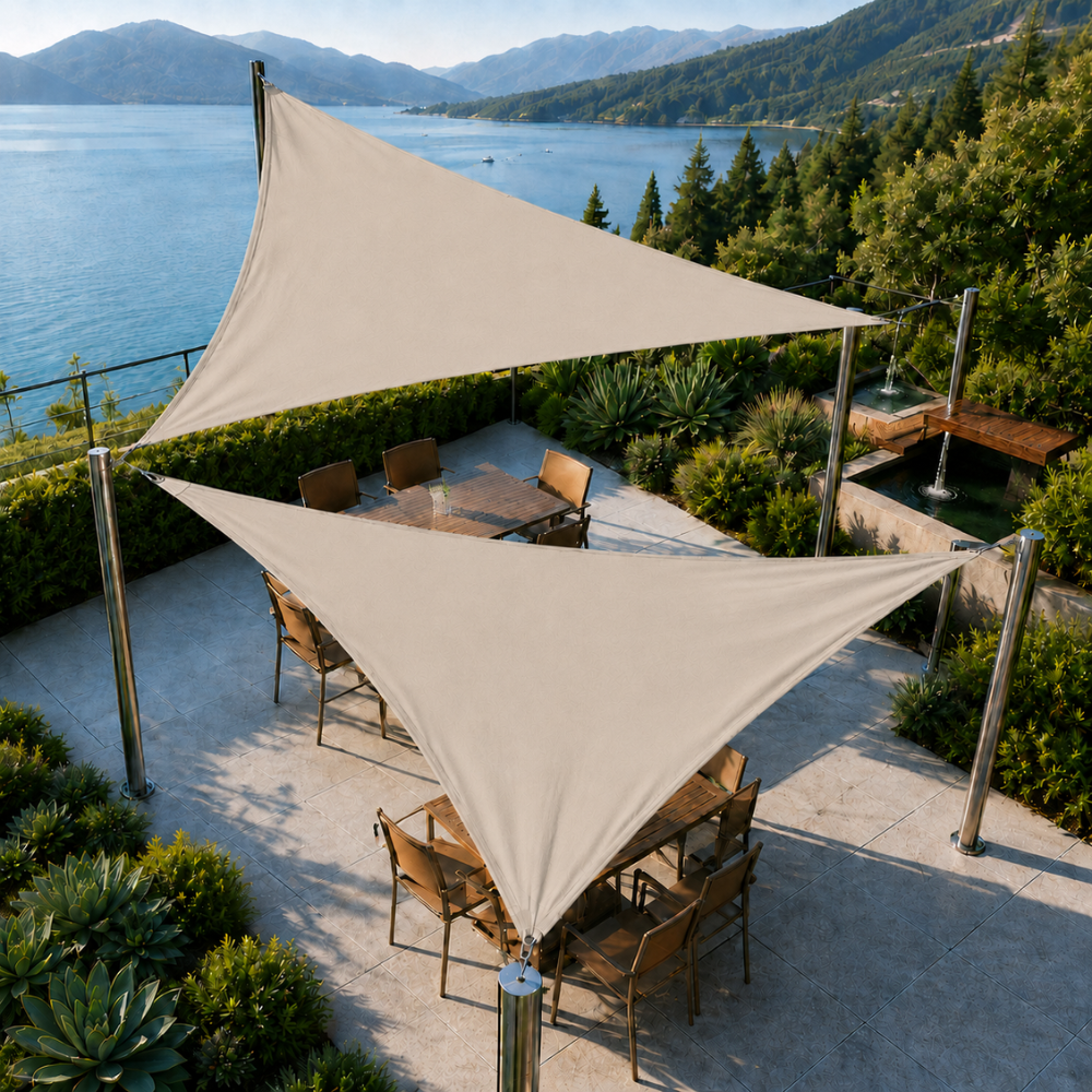 Dreieckiges Sonnensegel 300D Oxford-Gewebe – Robust & UV-Beständig – für Terrasse & Garten