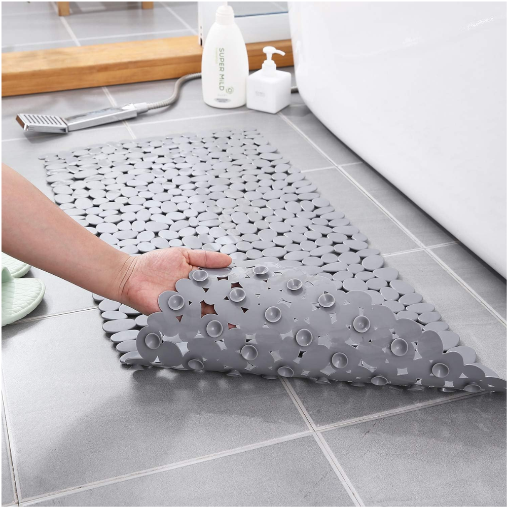 Rutschfeste Duschmatte in Kieselstein-Optik 70x36 und 88x40 cm – Badematte mit Saugnäpfen