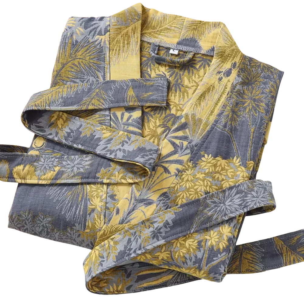 Baumwoll-Gaze Kimono Bademantel - Leichter Morgenmantel & Loungewear für Damen & Herren