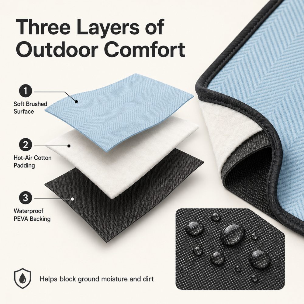 Faltbare Picknickdecke 200 x 200 cm aus Polyester | Wasserabweisende Outdoor-Decke mit Tragegurten für Camping, Strand und Garten