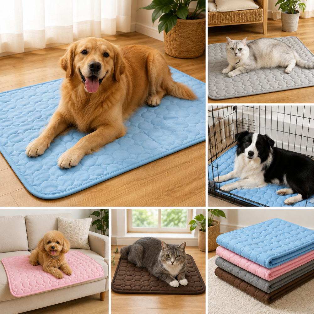Kühlmatte für Hunde und Katzen aus Polyesterfaser Sommer Haustiermatte für Sofa Bett Auto und Boden