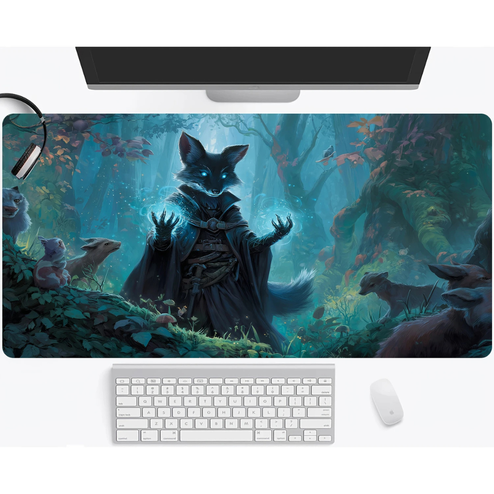 Großes Gaming Mauspad 30 × 60 cm mit Fantasy-Tiermotiv | Rutschfeste Gummi-Schreibtischunterlage mit genähtem Rand