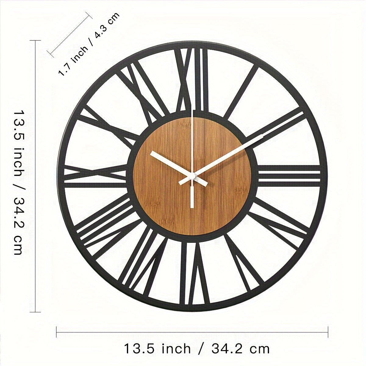 Vintage Wanduhr mit Römischen Zahlen – Geräuschlose Runde Dekouhr für Wohnzimmer, Schlafzimmer & Büro