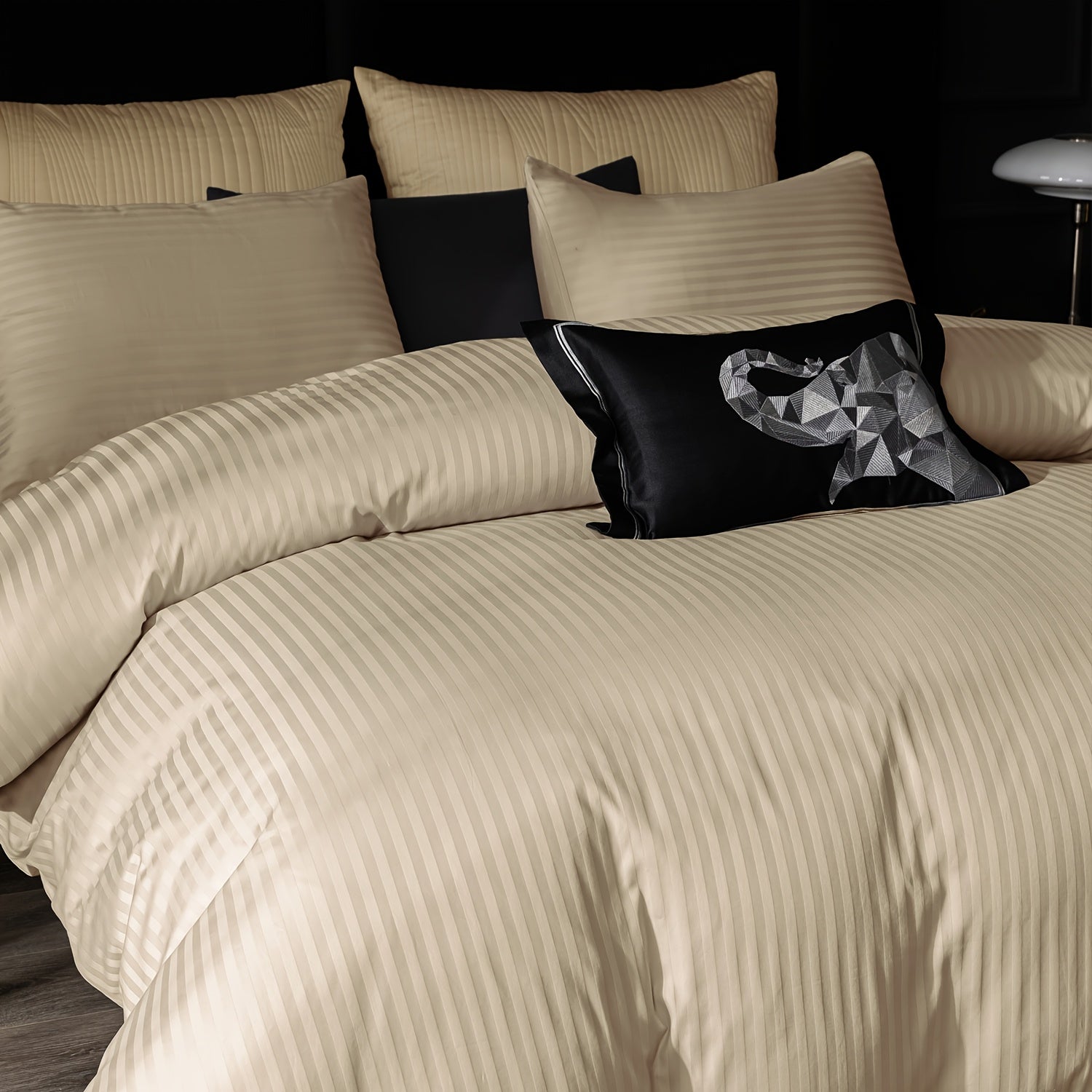 Satin Bettbezug 100% 300T – Weicher Atmungsaktiver Deckenbezug mit Streifenmuster für Schlafzimmer