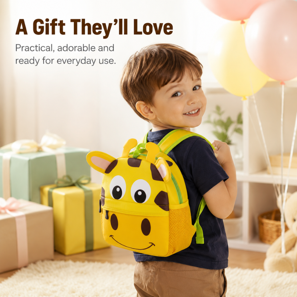 3D-Tier-Rucksack 21 × 8 × 26 cm – Leichter Kindergartenrucksack aus Polyester für 2–5 Jahre