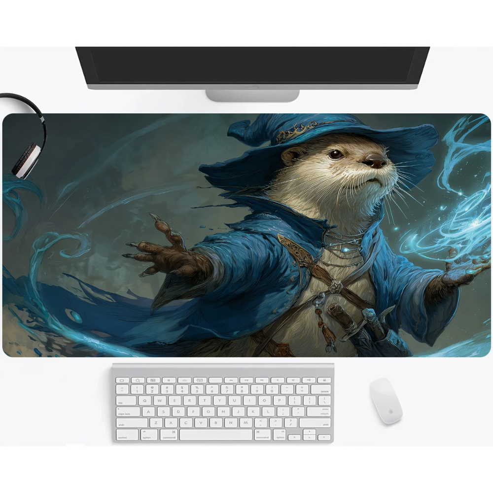 Großes Gaming Mauspad 30 × 60 cm mit Fantasy-Tiermotiv | Rutschfeste Gummi-Schreibtischunterlage mit genähtem Rand