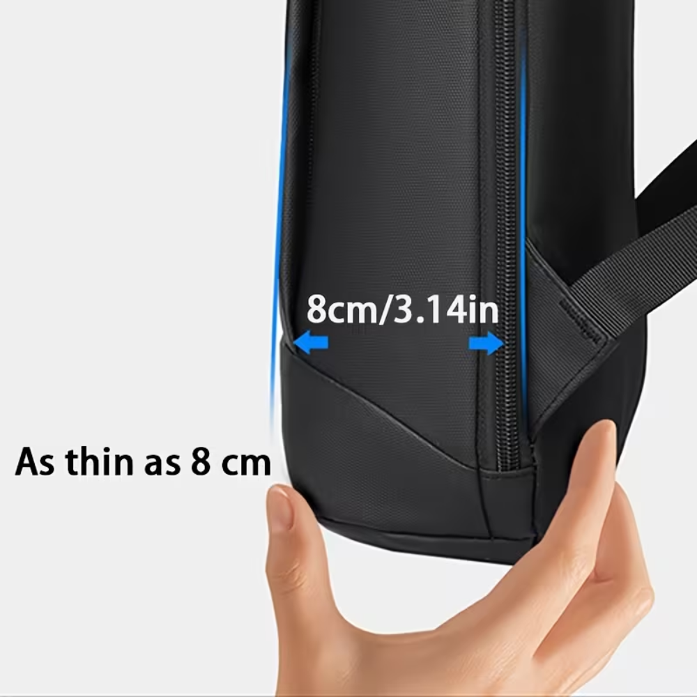 Schlanker Business-Laptoprucksack 42 × 29 × 8 cm – Wasserabweisender PVC-Rucksack mit mehreren Fächern