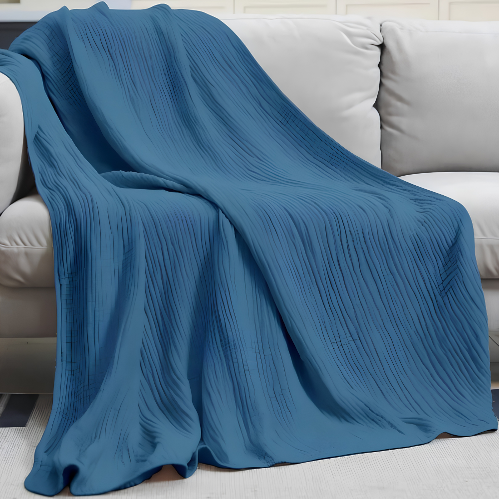 Sano Musselin Kuscheldecke Baumwolle - Leichte Wohndecke & Sofadecke für Sommer & Übergang