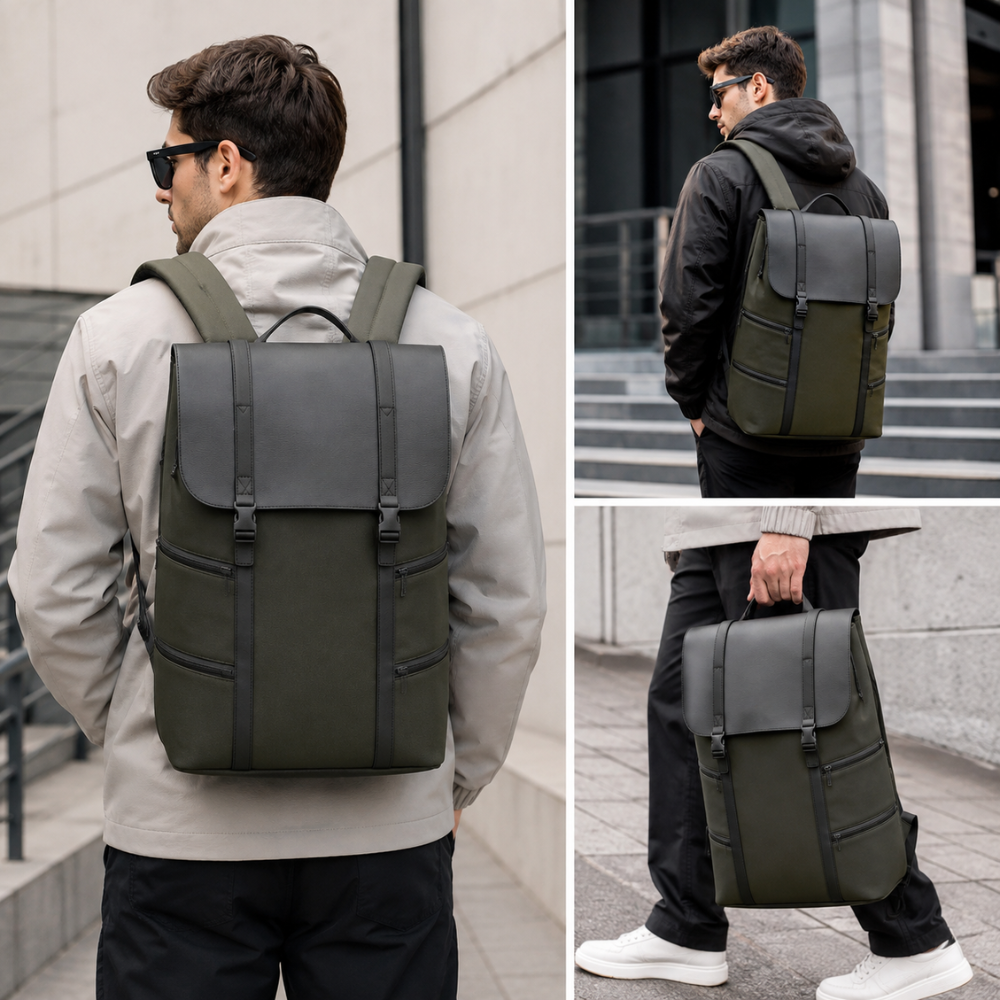 Urbaner Business-Laptoprucksack 30 × 12 × 42 cm – Wasserabweisender Oxford-Rucksack mit Trolleyband und Laptopfach