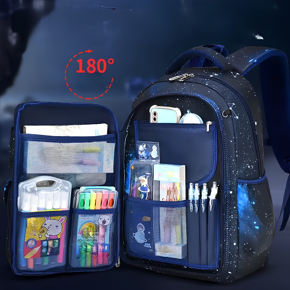 Weltraum-Schulrucksack mit Astronautenmotiv – Wasserabweisender Rucksack mit mehreren Fächern für Schule & Freizeit