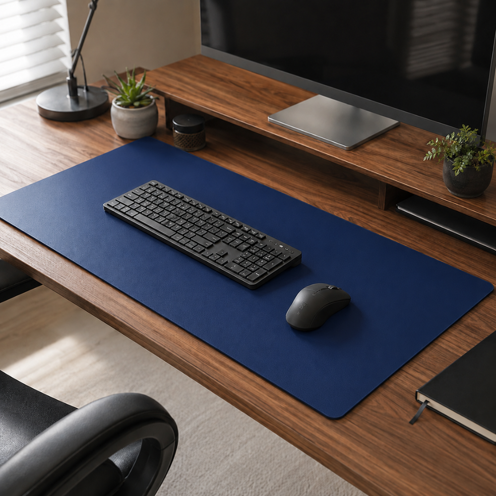 2er-Set Große Schreibtischunterlagen & Mauspads 90 × 40 cm – Minimalistische rutschfeste Deskmats mit genähtem Rand für Büro, Homeoffice & Gaming