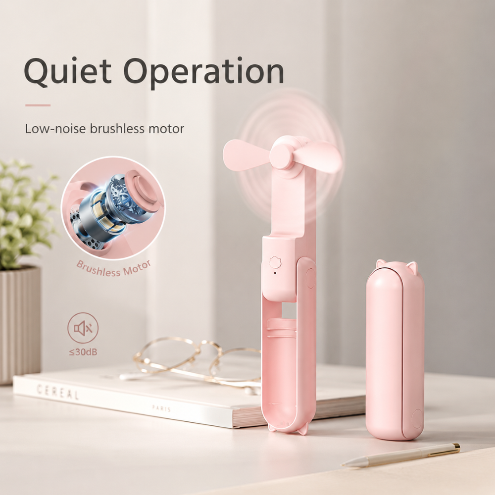 Kompakter faltbarer Handventilator – USB-Mini-Ventilator mit 3 Geschwindigkeitsstufen für Reisen, Büro und Make-up
