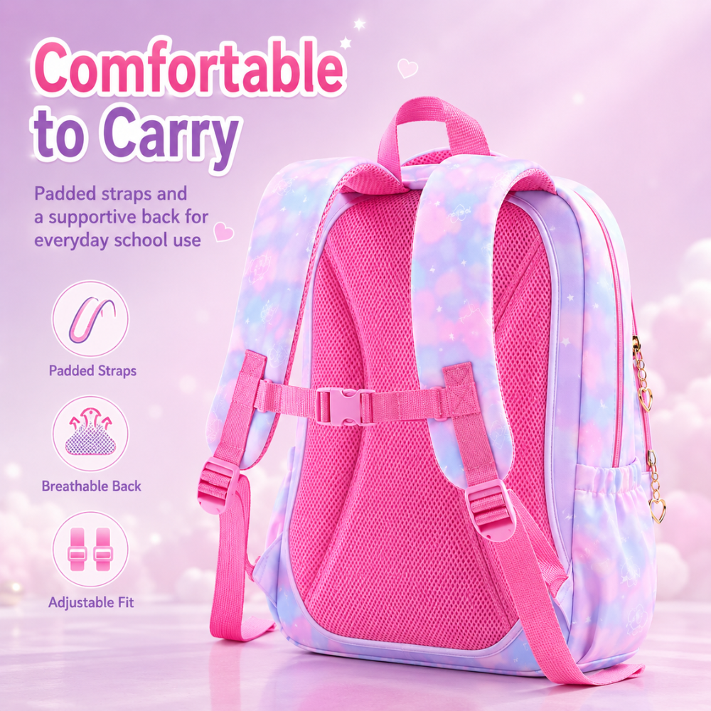 Kawaii Kinder-Schulrucksack für Mädchen – Leichter wasserabweisender Rucksack mit mehreren Fächern für Schule & Alltag