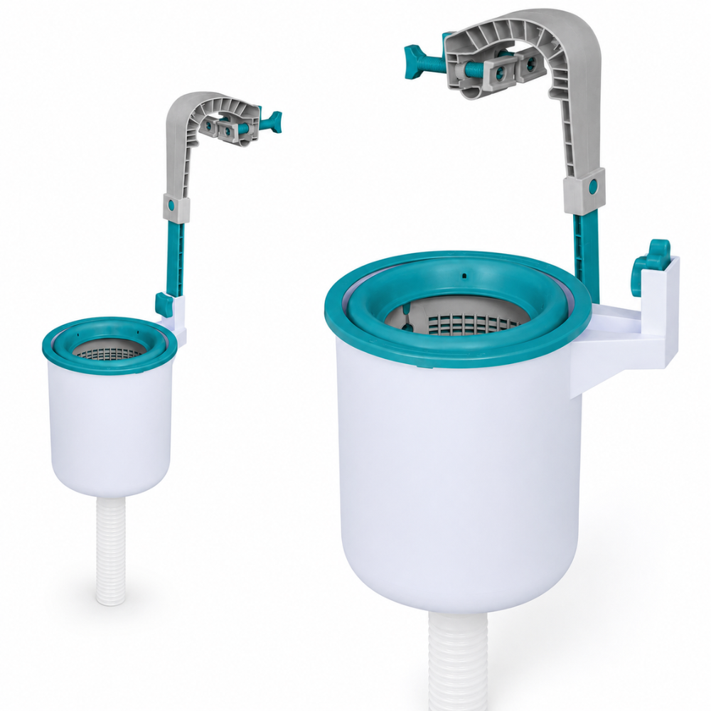 Pool-Oberflächenskimmer für Aufstellpools | Wandmontierter Skimmer mit Schlauch, verstellbarer Halterung und herausnehmbarem Filterkorb