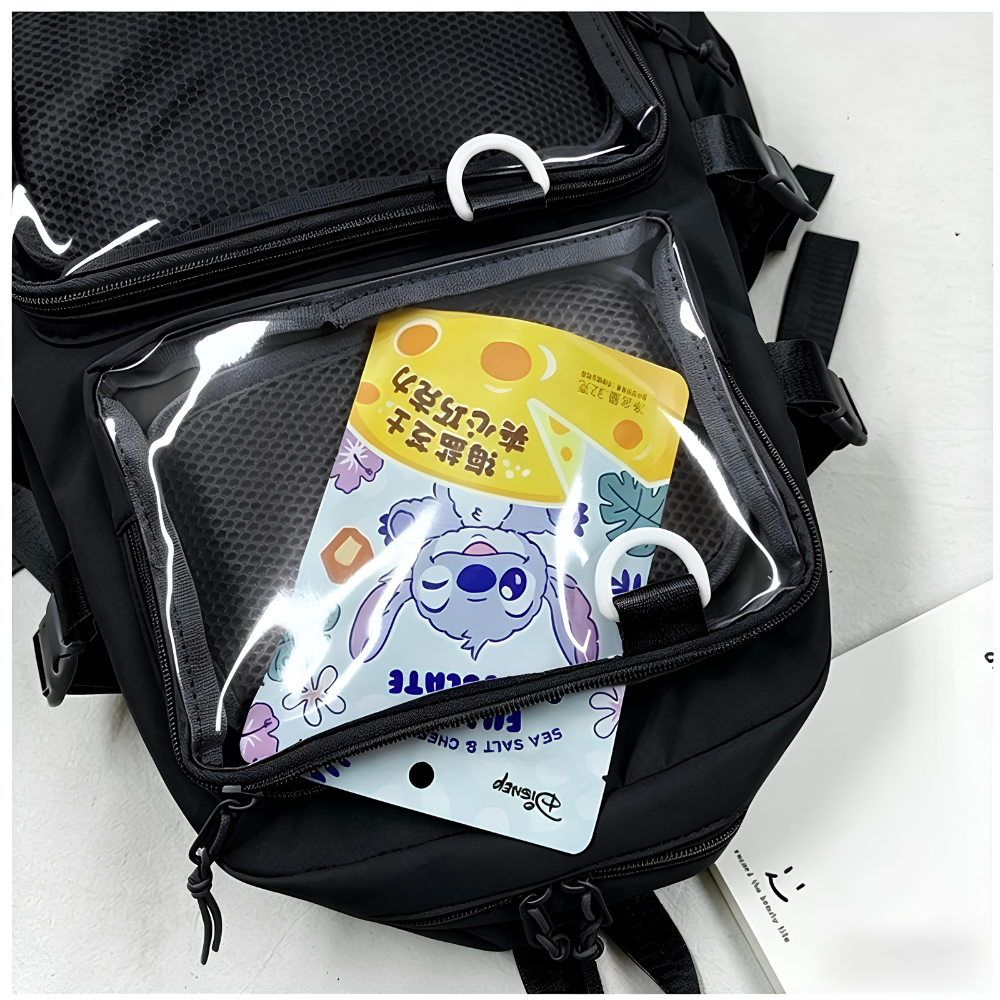 Transparenter Kawaii-Rucksack mit Pin-Display – Großer Schulrucksack im japanischen Stil für Schule, Uni & Alltag