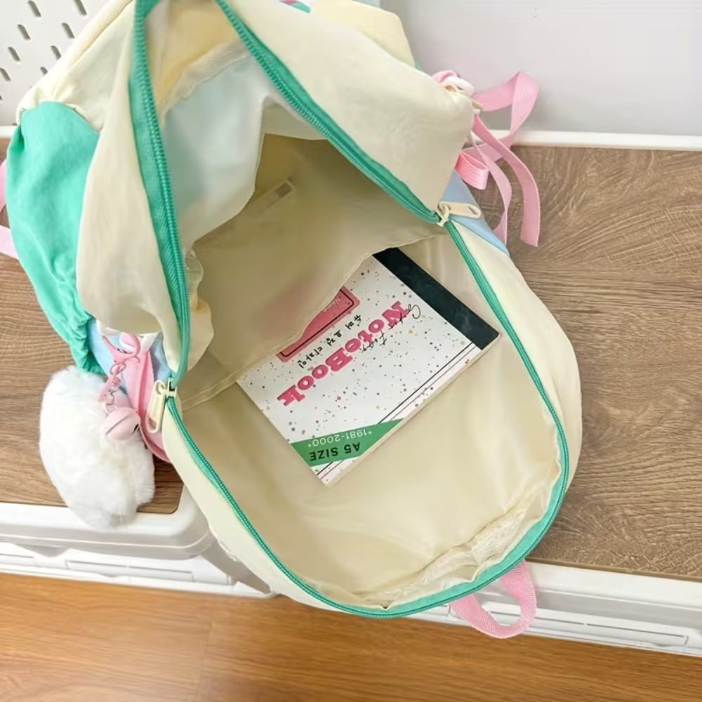 Kinder-Rucksack mit zweifarbigem Design – Leichter Kindergartenrucksack aus Polyester für 3–6 Jahre