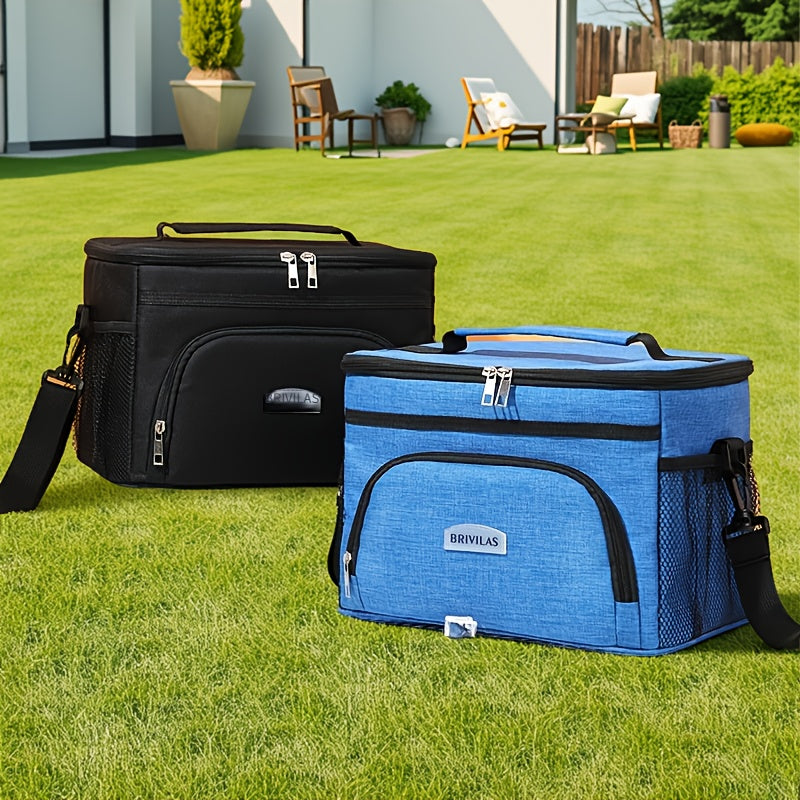 Isolierte Kühltasche Lunchtasche aus Oxford-Stoff 22 x 29,5 x 21 cm mit Schultergurt für Arbeit Picknick Camping