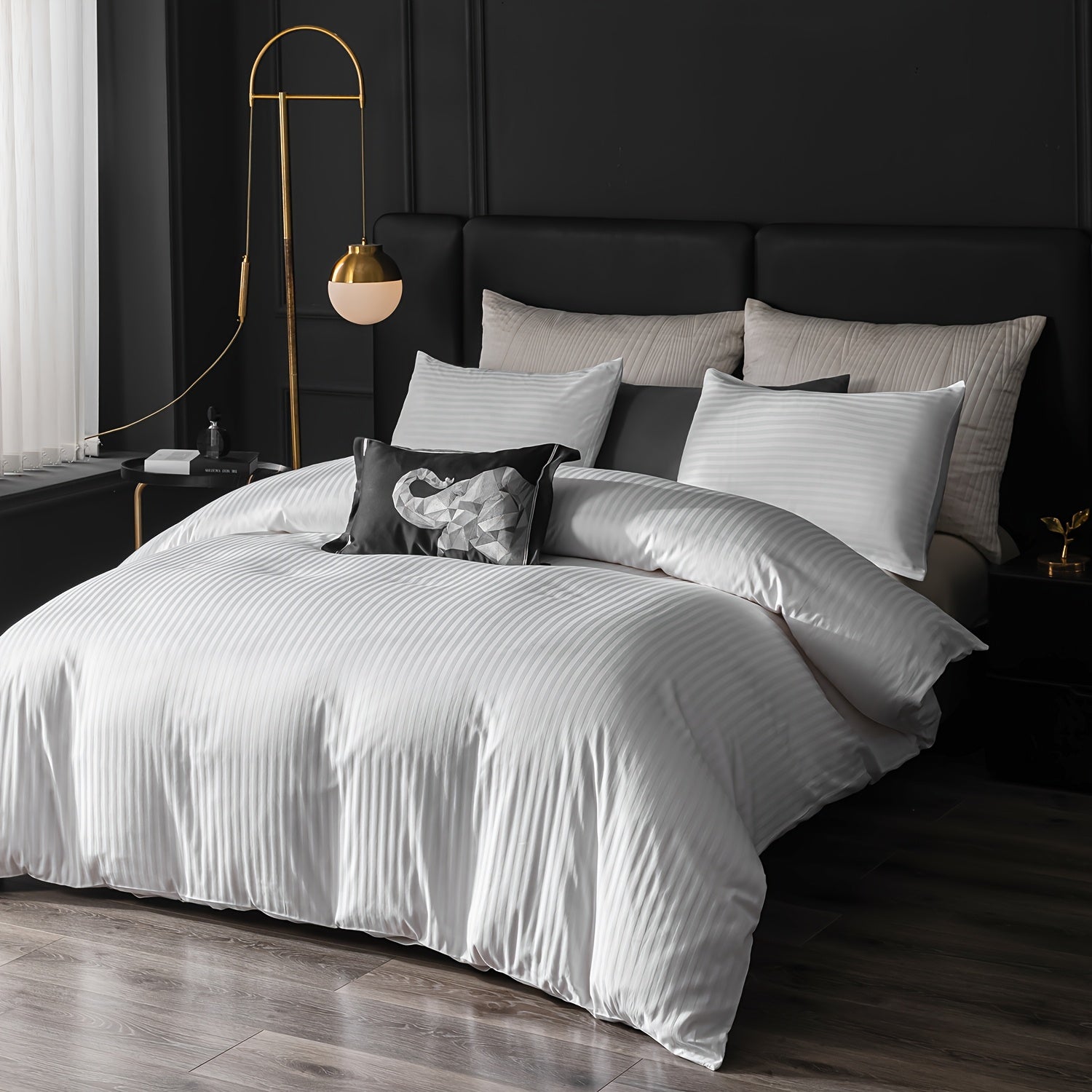 Satin Bettbezug 100% 300T – Weicher Atmungsaktiver Deckenbezug mit Streifenmuster für Schlafzimmer