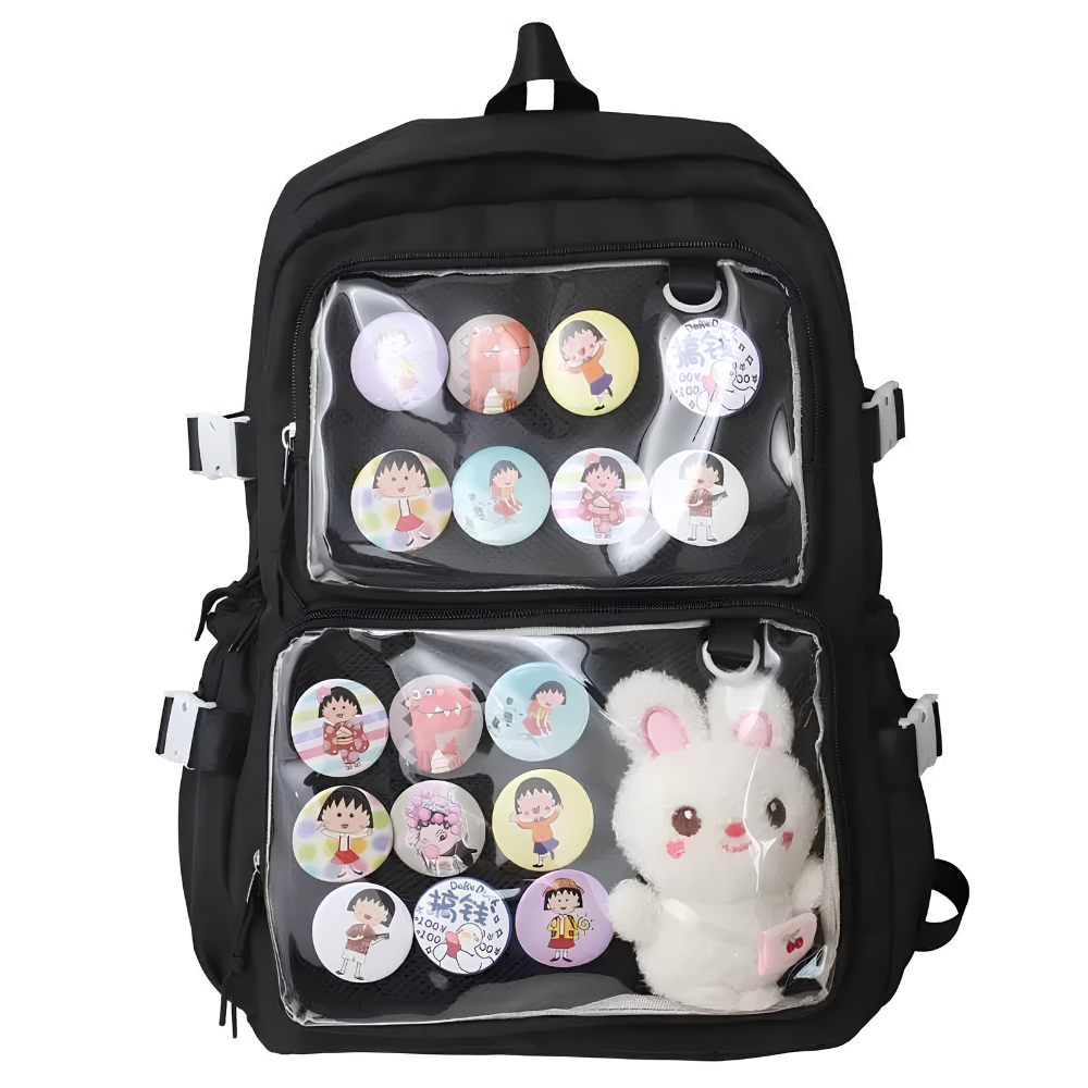 Transparenter Kawaii-Rucksack mit Pin-Display – Großer Schulrucksack im japanischen Stil für Schule, Uni & Alltag