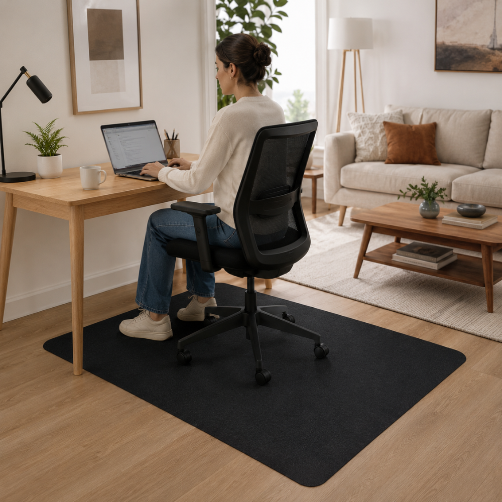 Bürostuhlmatte 90 x 120 cm – Rutschfeste Bodenschutzmatte für Bürostuhl, Gamingstuhl & Homeoffice