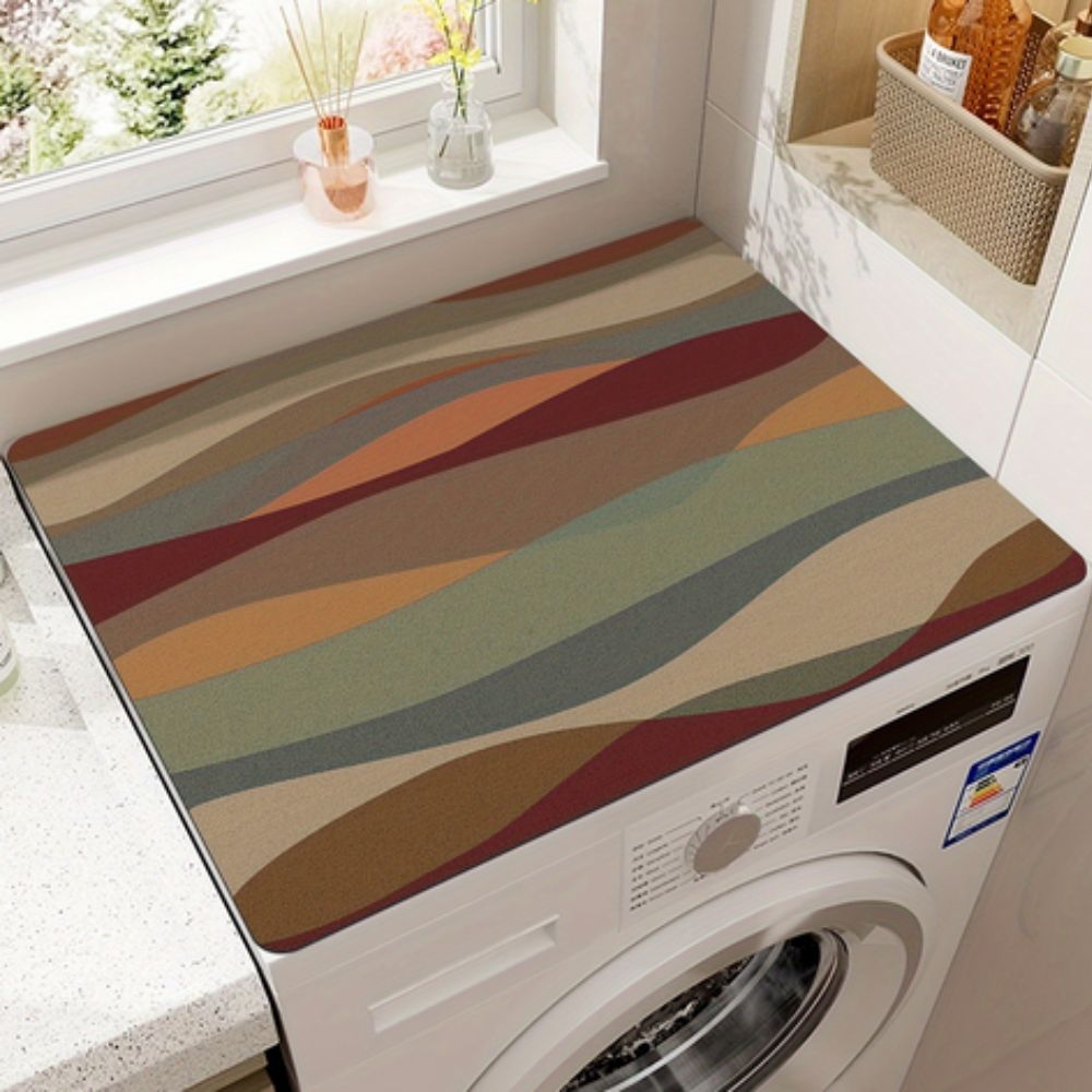 Waschmaschinen Abdeckung mit Retro Mosaik Muster – Schutzmatte für Waschmaschine, Küche & Waschküche
