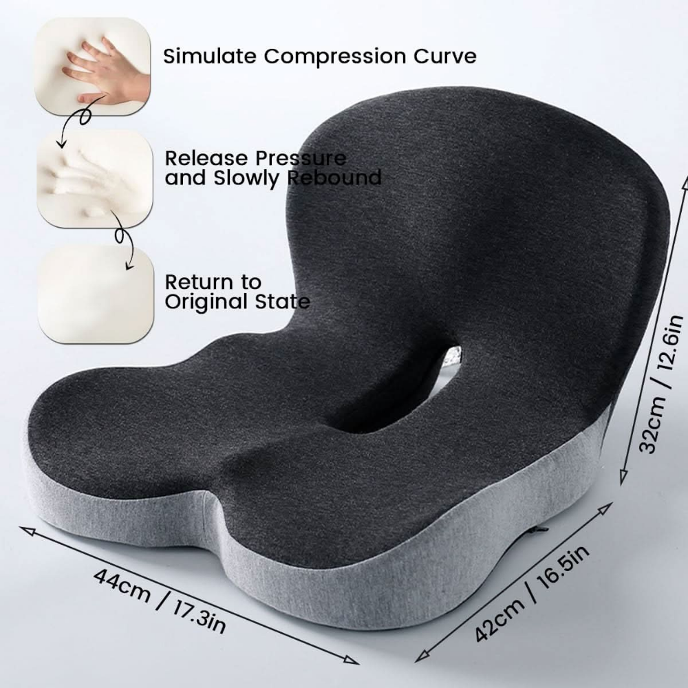 Orthopädisches Sitzkissen für bessere Haltung - Rutschfester Memory-Schaum Kissen für Stühle