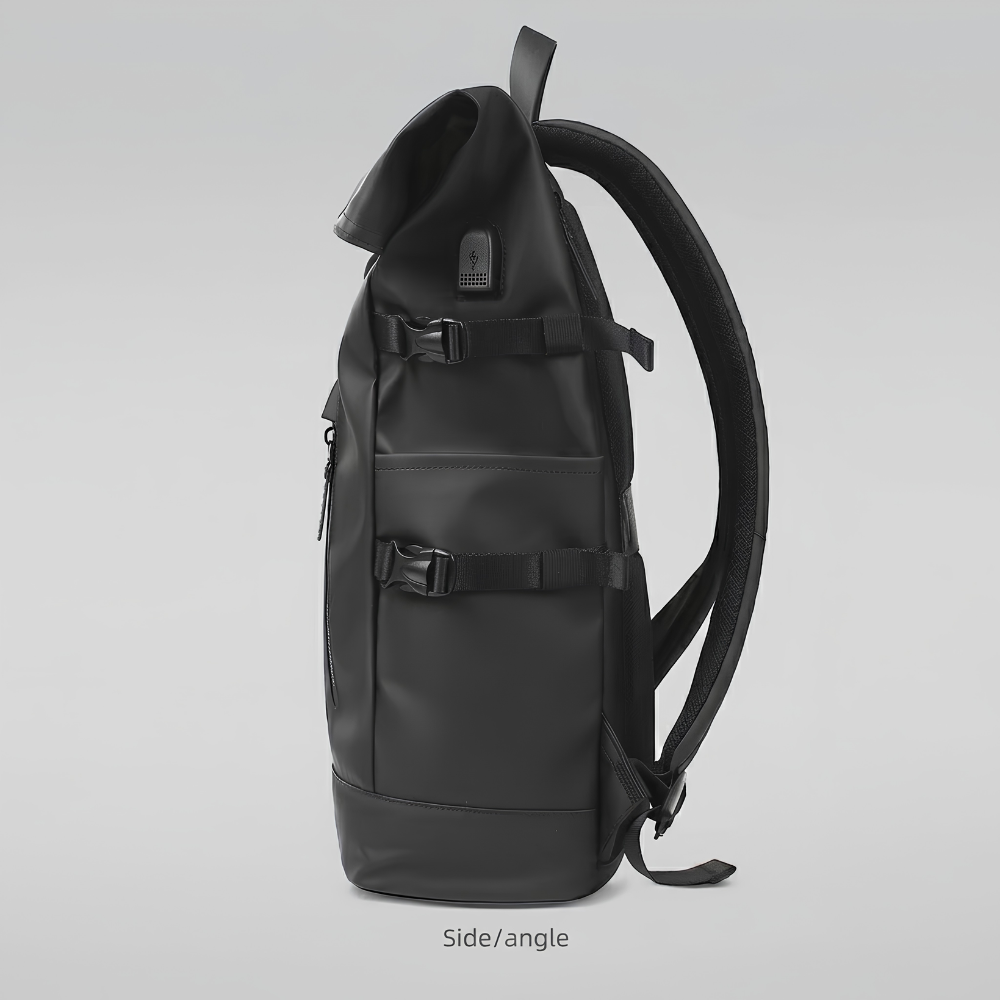 Wasserdichter Roll-Top Reiserucksack für Herren - Großer 15,6” Laptop Rucksack mit USB-Anschluß