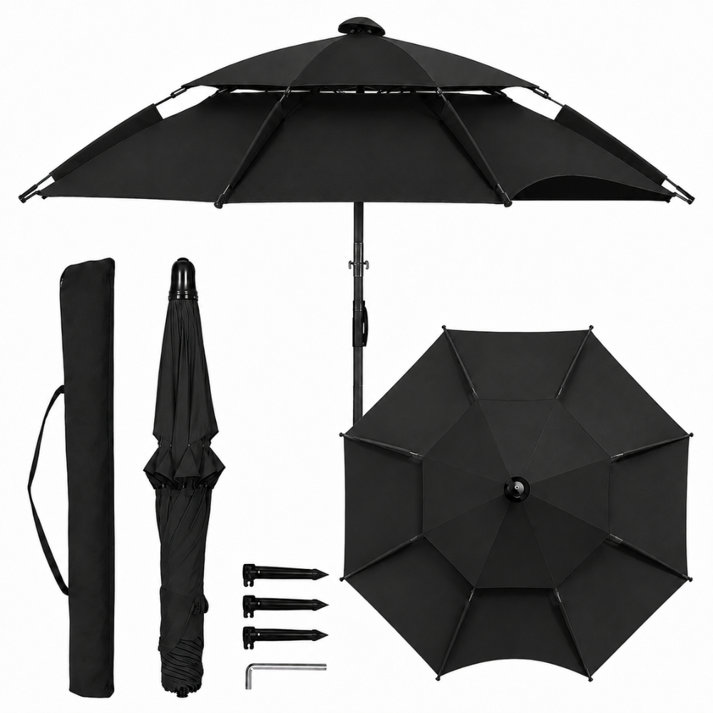 Verstellbarer Sonnenschirm Outdoor 2 m 2,2 m 2,4 m Strandschirm Gartenschirm Wasserabweisend für Terrasse Camping Strand