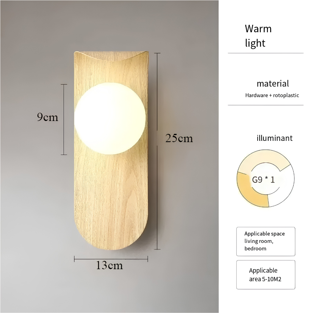 Moderne G9-LED-Wandleuchte mit Acrylschirm – elegante, kugelförmige Wandleuchte im Japandi-Stil für Flure und Schlafzimmer