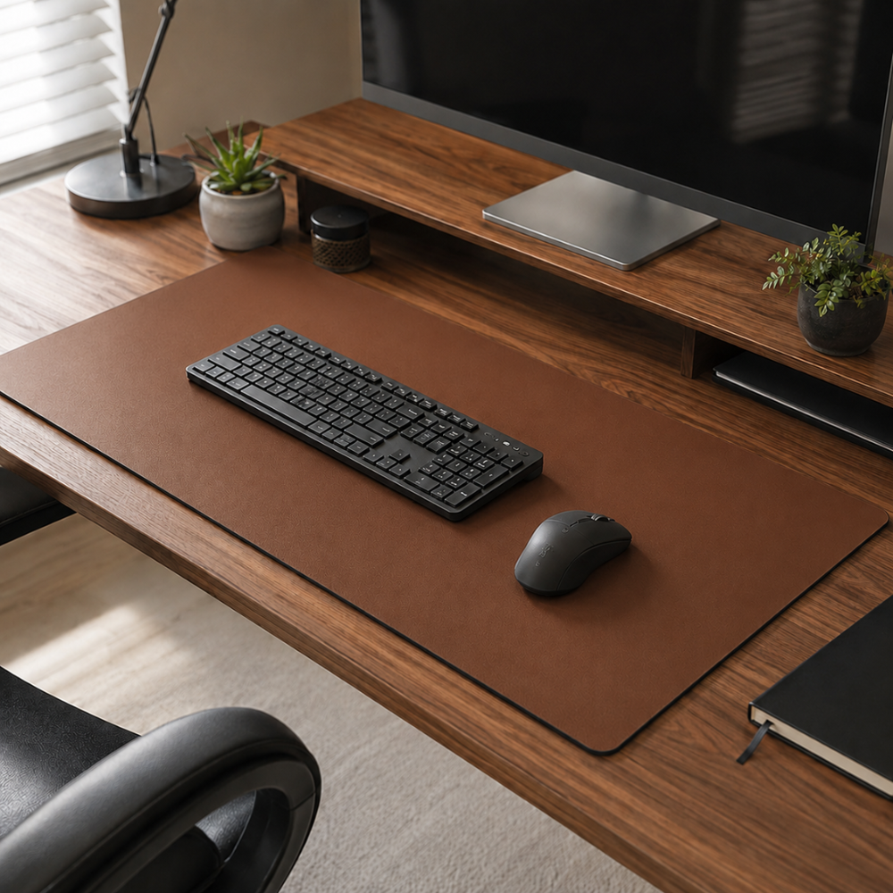 2er-Set Große Schreibtischunterlagen & Mauspads 90 × 40 cm – Minimalistische rutschfeste Deskmats mit genähtem Rand für Büro, Homeoffice & Gaming