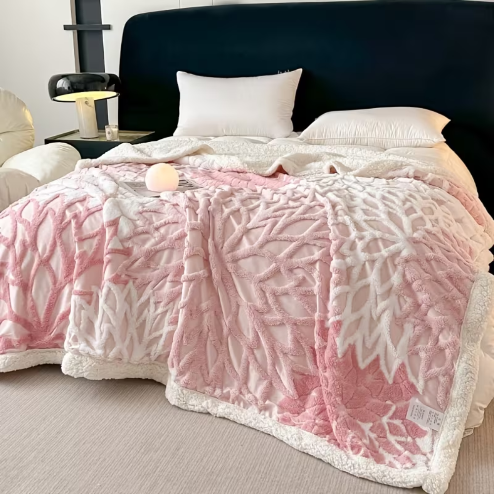 Jacquard-Fleece-Plaid mit Blumenmuster 100x150 bis 200x230 cm – Dicke Wohndecke für Sofa und Bett