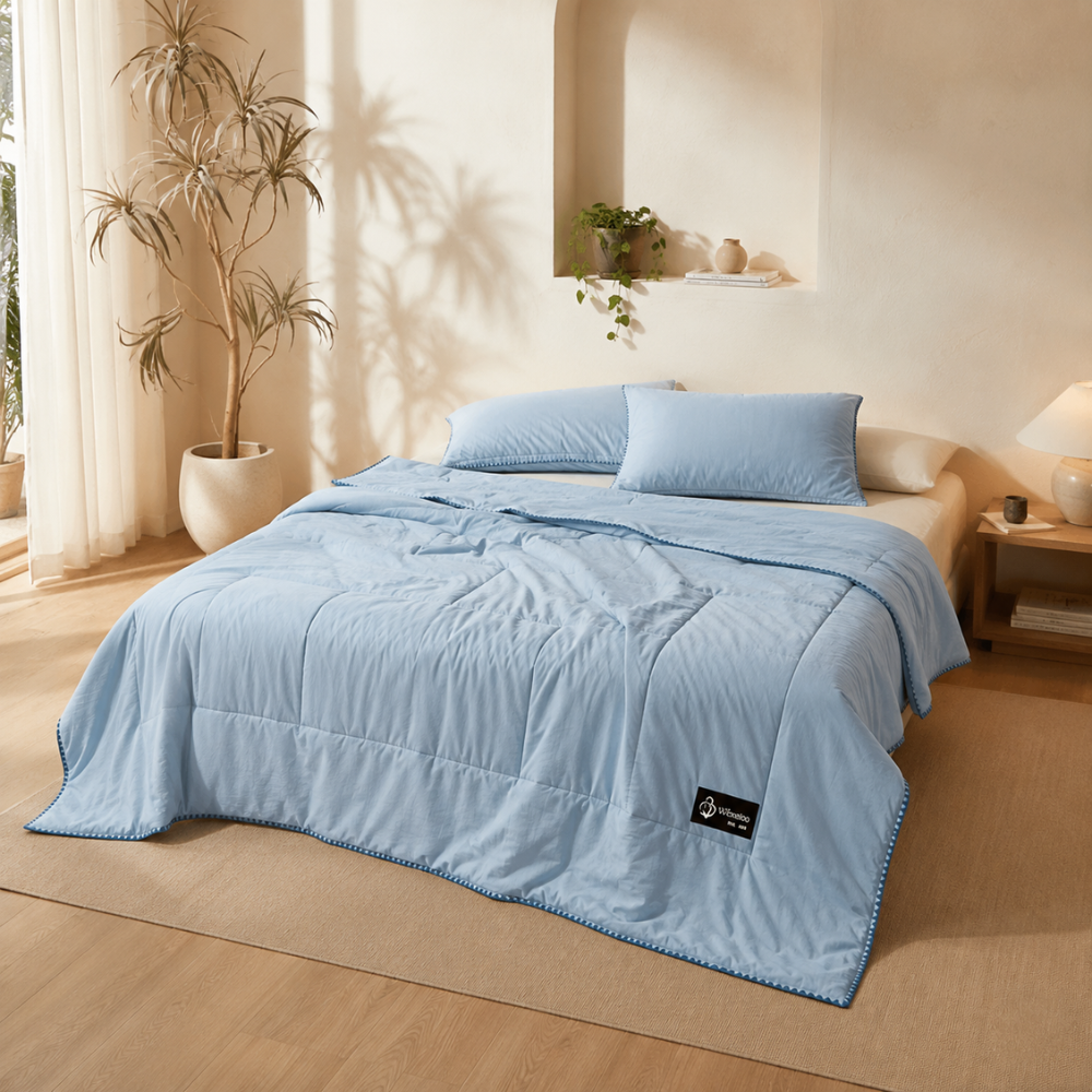 Leichte Sommerdecke – Atmungsaktive gesteppte Bettdecke, weiche Schlafdecke für Schlafzimmer, Sofa & Gästezimmer