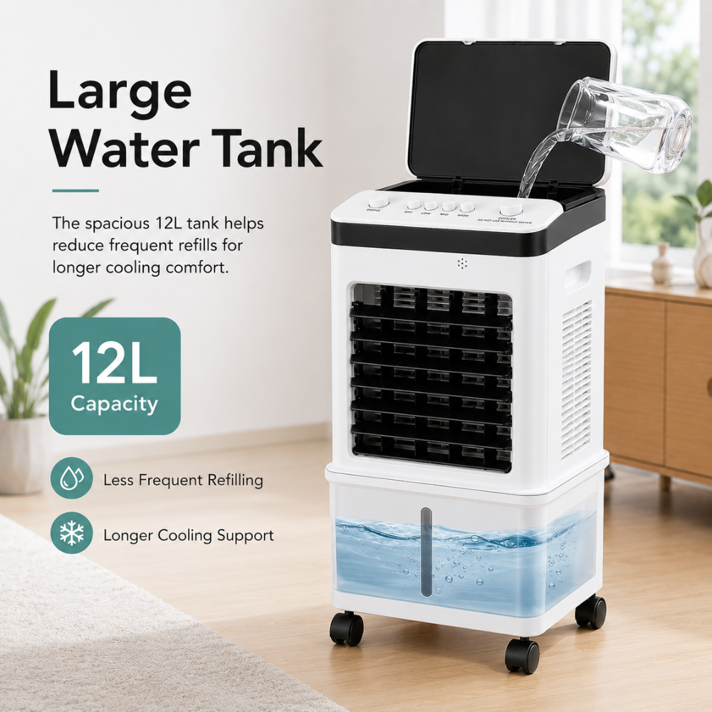 Mobiler Luftkühler 3 in 1 Verdunstungskühler mit 9L Wassertank - Fernbedienung Timer